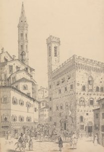 Album van 30 uitzichten in Tirol en Italië: Zuidelijk uitzicht op de Barqello of staatsgevangenis en de torenspits van de Badia 3 mei 1842