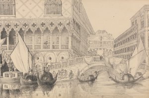 Album van 30 uitzichten in Tirol en Italië: De Brug der Zuchten en een deel van het Dogenpaleis 10 nov. 1840 door Sir Charles D