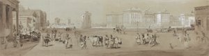 Regeringsgebouw vanuit de bibliotheek van St. Andrew - Calcutta door Sir Charles D