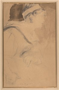 Studie van een meisje voor "Mary, Queen of Scots, ontsnapt uit Loch Leven Castle"