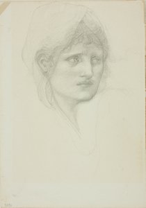 Gedrapeerd hoofd, ogen naar rechts kijkend door Sir Edward Burne Jones