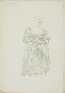 Reflectie van knielende vrouwelijke figuur, studie voor De Spiegel van Venus door Sir Edward Burne Jones