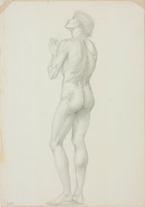 Staande mannelijke naakt met gevouwen handen in gebed door Sir Edward Burne Jones