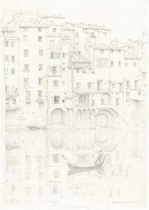 Een uitzicht op de Arno, Florence door Sir Edward John Poynter