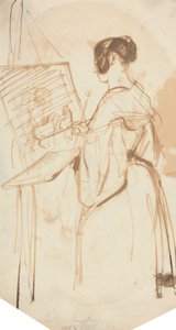 Een dame schildert door Sir Francis Grant