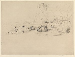 Oude Molen aan de Wandle, bij Mitcham door Sir Frank Short