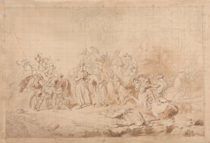 Bandieten van Koerdistan helpen Georgiërs bij het verrassen en ontvoeren van Circassische vrouwen door Sir George Hayter