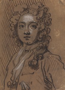 Portretbuste van een man met een pruik door Sir James Thornhill