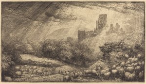 Corfe Castle: Effect van Zonneschijn na Regen