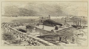 Het Italiaanse Honderd-Ton Kanon in Positie om te Vuren bij Spezia door Sir John Charles Robinson