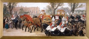 Koninklijke processie van de koets van de Prins en Prinses van Wales, Londen