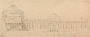 Schets van een halve gevel voor een koninklijk paleis, Hyde Park, Londen door Sir John Soane