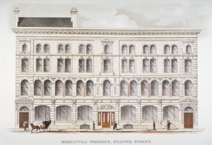 Uitzicht op handelsgebouwen, Billiter Street, City of London, 1875 door Sir Joseph Causton and Sons