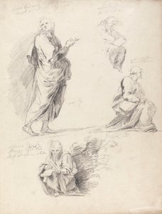 Blad met figuurstudies van Raphael