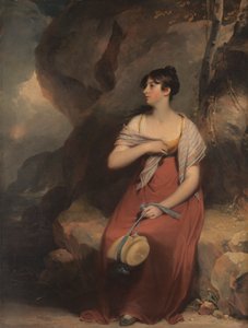 Een Vrouw in een Landschap door Sir Martin Archer Shee
