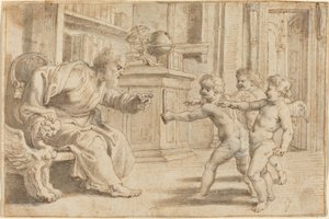 Putti Testen de Dieptewaarneming van een Man