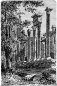Overblijfselen van een Romeins theater in Besançon, Frankrijk, 1882-1884