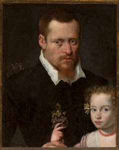 Portret van een man met zijn dochter door Sofonisba Anguissola
