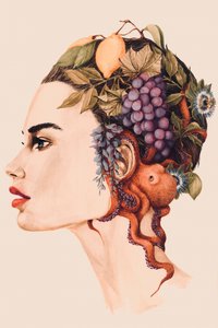 Surrealistisch portret van een vrouwelijke octopus