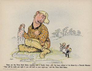 Illustratie voor Verdere Daden van de Drie Stoute Babes (kleurenlitho) door Sophia Rosamond Praeger