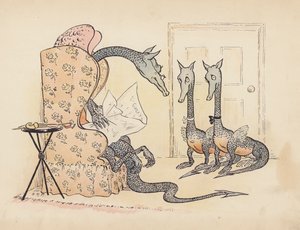 Illustratie voor Little Twin Dragons door S Rosamond Praeger (kleurenlitho) door Sophia Rosamond Praeger