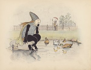 Illustratie voor Little Twin Dragons door S Rosamond Praeger (kleurenlitho)