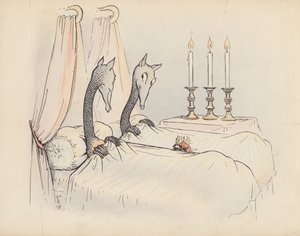 Illustratie voor Little Twin Dragons door S Rosamond Praeger (kleurenlitho)