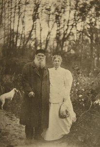 Russische auteur Leo Tolstoy en zijn vrouw Sophia Tolstaya, Rusland, 1895 door Sophia Andreevna Tolstaya
