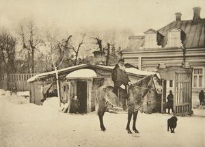 Russische auteur Leo Tolstoy te paard, Moskou, Rusland door Sophia Andreevna Tolstaya