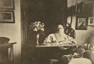 Russische auteur Leo Tolstoy met een slechte been, Rusland door Sophia Andreevna Tolstaya