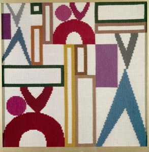 Compositie met driehoeken, rechthoeken en ringen