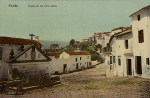 Fontein van de Acht Spuiten, Ronda, Spanje (ingekleurde foto) door Spanish Photographer