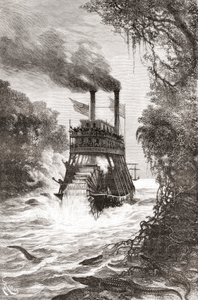 Een raderstoomboot in de Primera Angostura, een geluid van de Straat van Magellan, Chili door Spanish School