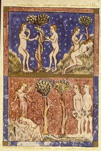 Adam en Eva, illustratie uit de Sarajevo Haggadah