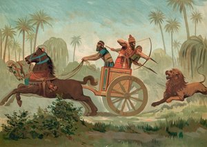 Ashurbanipal op leeuwenjacht