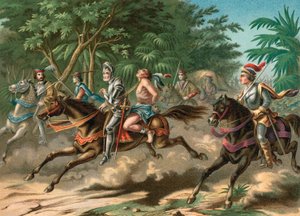 De gevangenneming van de opperhoofd Caonabo op Hispaniola door Spanish School