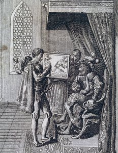 Christoffel Columbus biedt zijn diensten aan de koning van Portugal aan door Spanish School