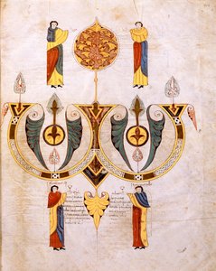 Colofon van de Visigotisch-Mozarabische Bijbel van St. Isidores, met portretten van de twee miniaturisten, Florencio en Sancho, fol.514r., A.D. 960