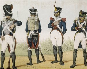 DE SOTTO, Serafin Maria, Graaf van Clonard (1793 - 1862). Historia organica de las armas de Infanteria y Caballeria espanolas. 1851 - 1859. Infanteristen tijdens het bewind van Ferdinand VII van Spanje. Grenadier, scherpschutter, sergeant en jager (1815-18