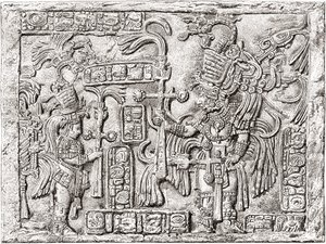 Decoratieve latei uit de oude Maya-stad Yaxchilan, Chiapas, Mexico door Spanish School