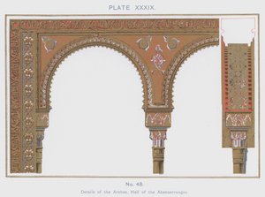 Details van de bogen, Hal van de Abencerranges (kleur litho)