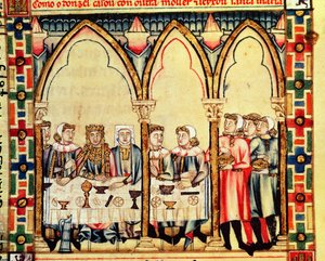 Verlovingsbanket, uit het manuscript gemaakt onder leiding van Alfonso X De Wijze Koning van Castilië en León door Spanish School