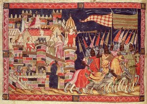 De Trojanen Vertrekken naar de Slag, uit de Codex Benito Santa Mora door Spanish School