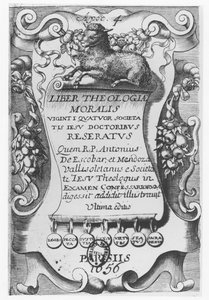 Frontispice voor Liber Theologiae Moralis, door Antonio Escobar y Mendoza, 1656 door Spanish School