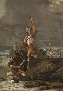 Galliërs die pijlen naar de lucht schieten om een storm te kalmeren door Spanish School