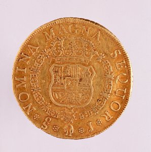 Gouden munt (8 ecus) uit Spanje: regeerperiode van Ferdinand VI door Spanish School