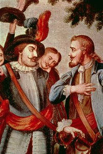 Hernando Cortes (1485-1547) en Diego di Velasquez (1465-1524) (detail)