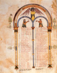 Index van de Boeken van het Oude en Nieuwe Testament, uit de Visigotisch-Mozarabische Bijbel van St. Isidores, fol.398v., 960 n.Chr. (tempera op perkament)
