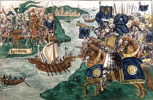 Koning Lodewijk IX (1214-70) en de Kruisvaarders arriveren in Carthago in 1270