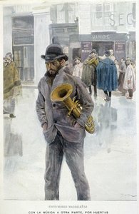 Muziek op straat: muzikant - bedelaar in Madrid door Spanish School